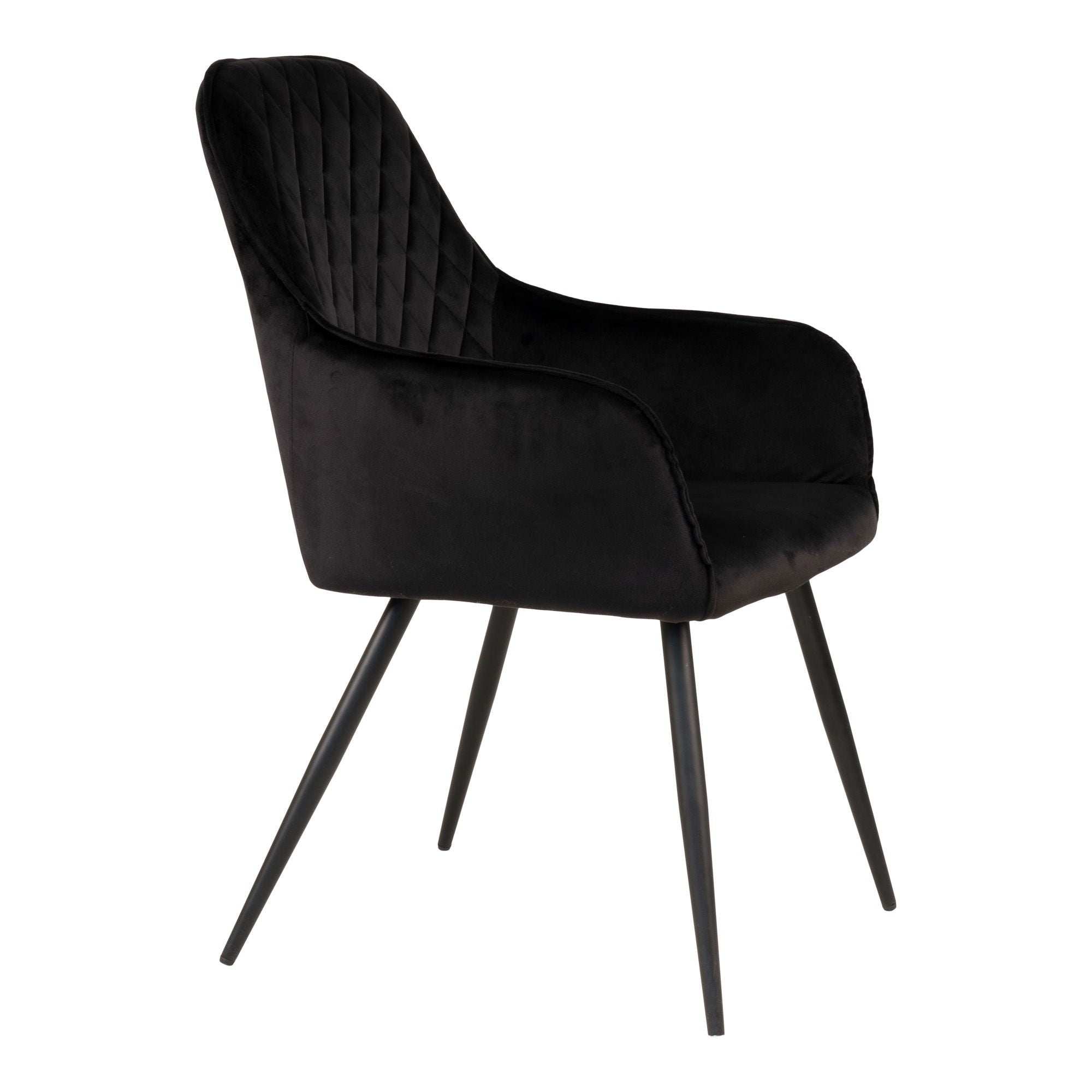 Harbo Esszimmerstuhl 2er Set – Samt, schwarz, schwarze Beine, 65 × 57 × 87 cm